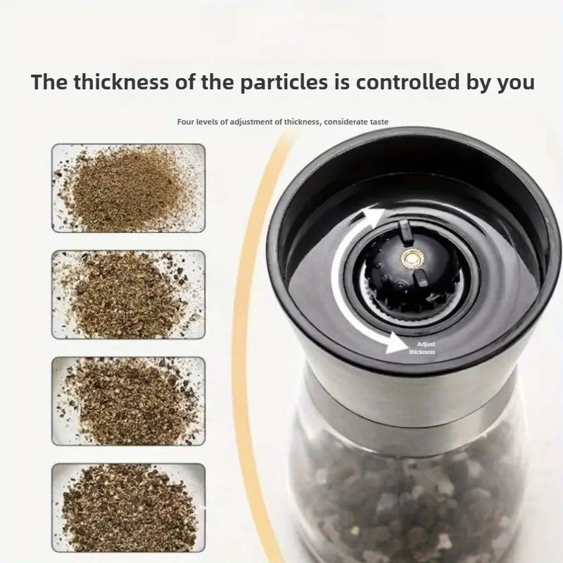 زجاجة مطحنة يدوية واحدة لفلفل سيشوان وملح البحر - إعدادات قابلة للتعديل، لا حاجة للكهرباء،