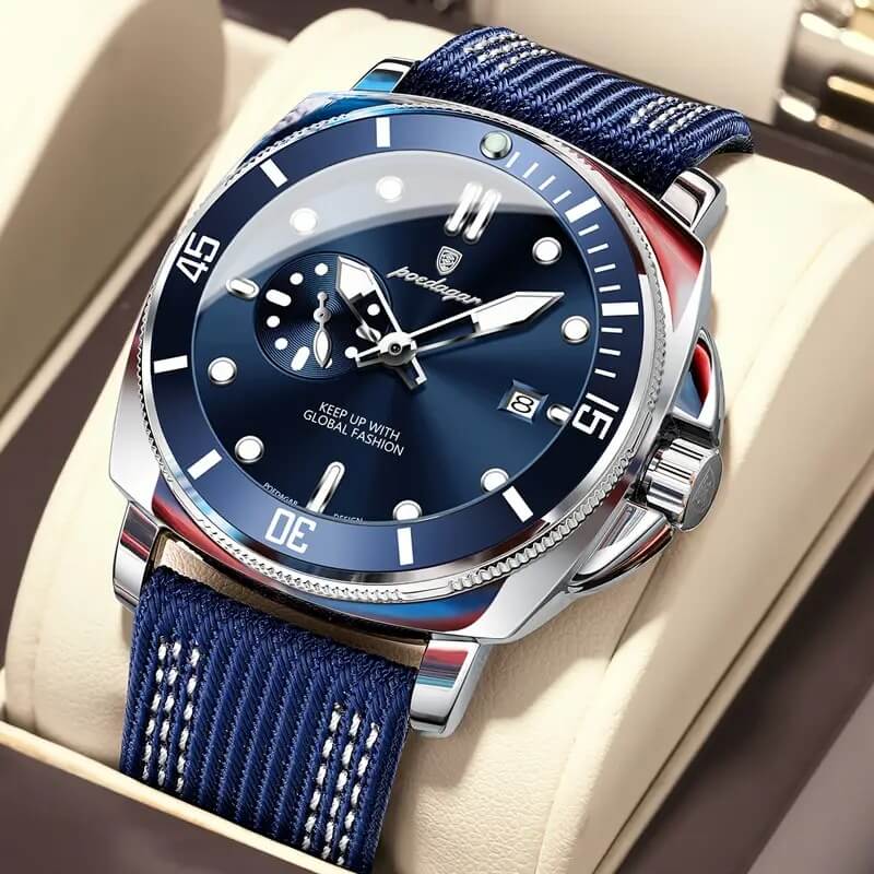 ساعة كوارتز رجالية POEDAGAR 2025 مقاومة للماء بتصميم جديد مع تقويم مضيء