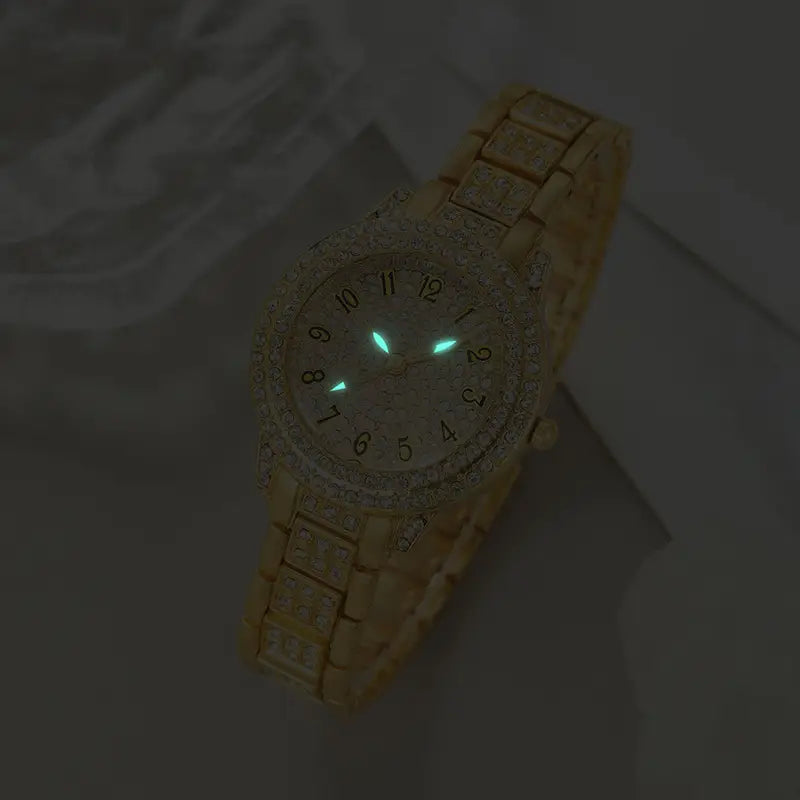 مجموعة من 6 قطع من الساعات والمجوهرات النسائية الفاخرة المطلية بالذهب