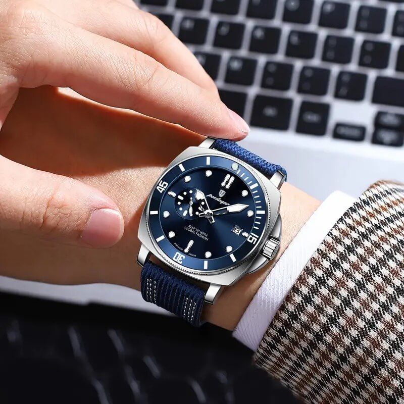 ساعة كوارتز رجالية POEDAGAR 2025 مقاومة للماء بتصميم جديد مع تقويم مضيء