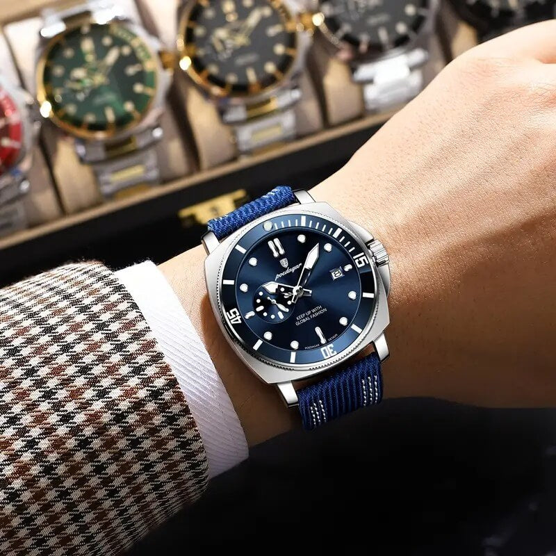 ساعة كوارتز رجالية POEDAGAR 2025 مقاومة للماء بتصميم جديد مع تقويم مضيء