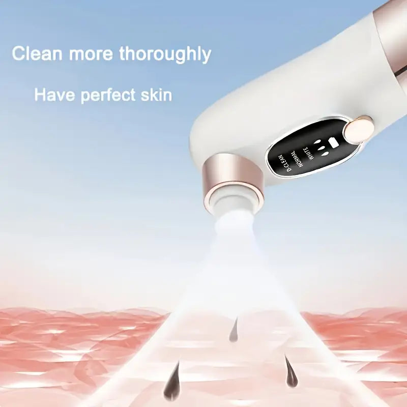 جهاز كهربائي لإزالة الرؤوس السوداء يعمل بمنفذ USB مع كابل USB - أداة تنظيف عميق للمسام مع أوضاع شفط 4 في 1، ومقبض مريح وشاشة رقمية - منظف وجه صغير الحجم وقابل للحمل للمنزل/السفر - للرجال والنساء