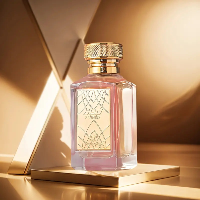 عطر نسائي طويل الأمد برائحة الزهور والفواكه المنعشة لمدة 72 ساعة - عطر وردي أنيق بغطاء ذهبي وزجاجة شفافة فاخرة،