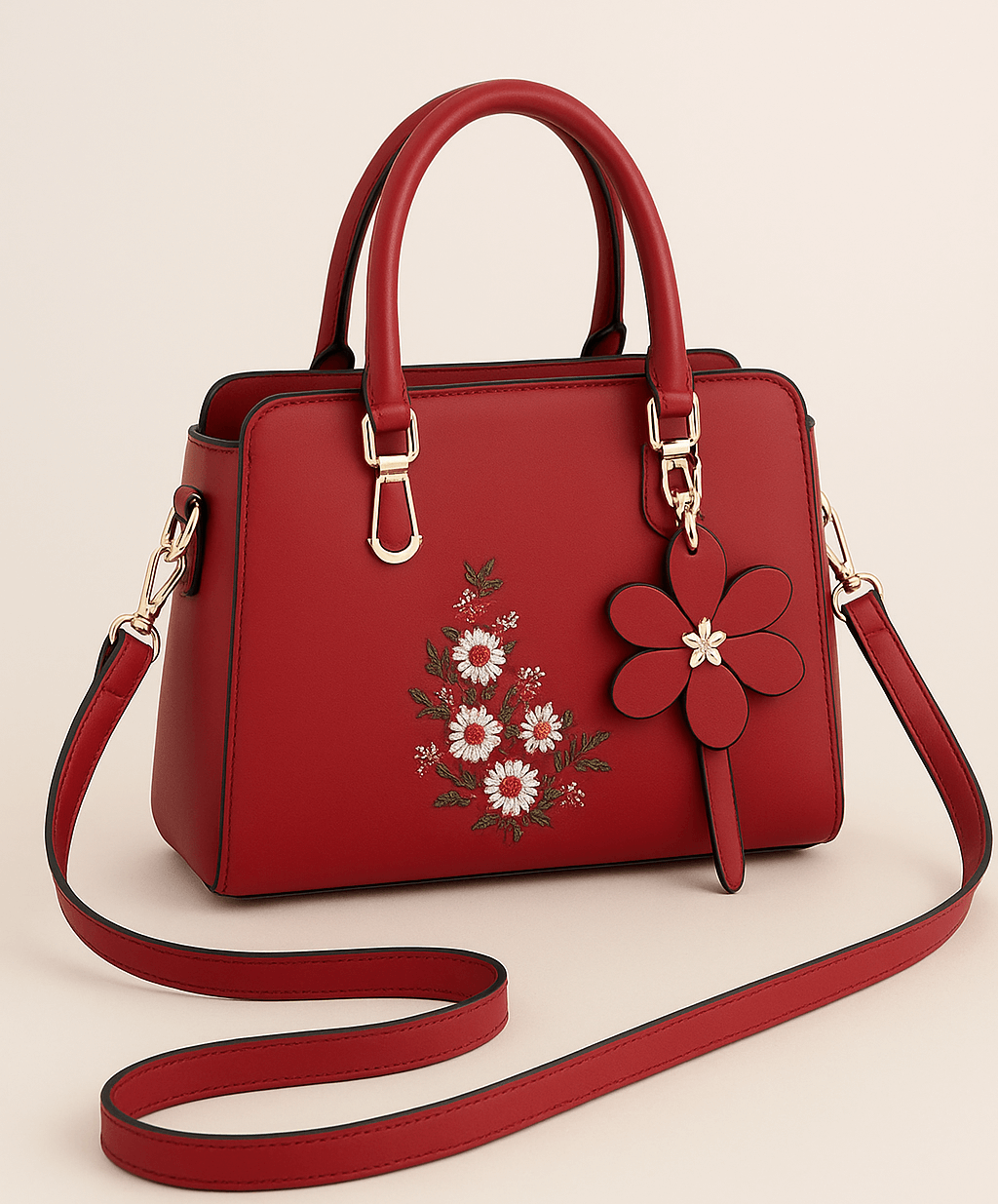 حقيبة باومينغ النسائية ذات التطريز الزهري الكاجوال مع حزام سلسلة قابل للتعديل والفصل