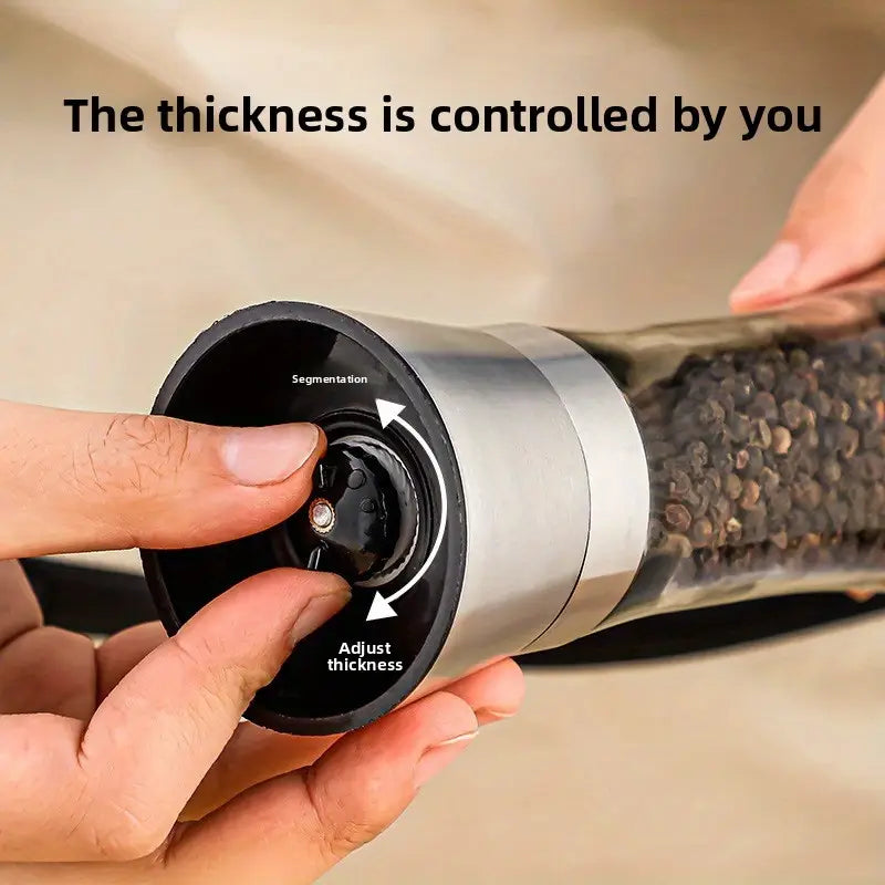 زجاجة مطحنة يدوية واحدة لفلفل سيشوان وملح البحر - إعدادات قابلة للتعديل، لا حاجة للكهرباء،