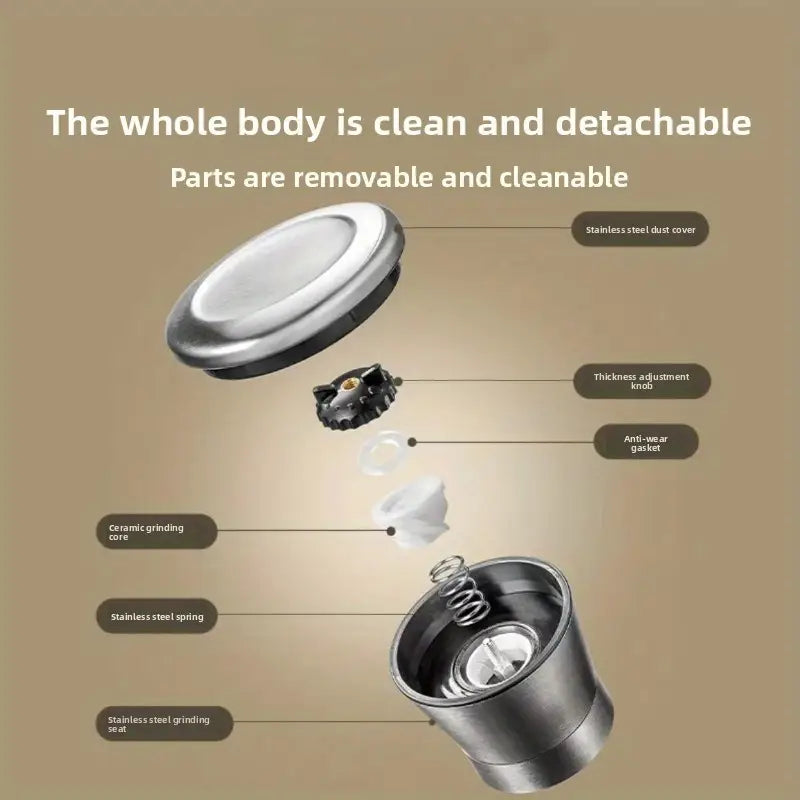 زجاجة مطحنة يدوية واحدة لفلفل سيشوان وملح البحر - إعدادات قابلة للتعديل، لا حاجة للكهرباء،