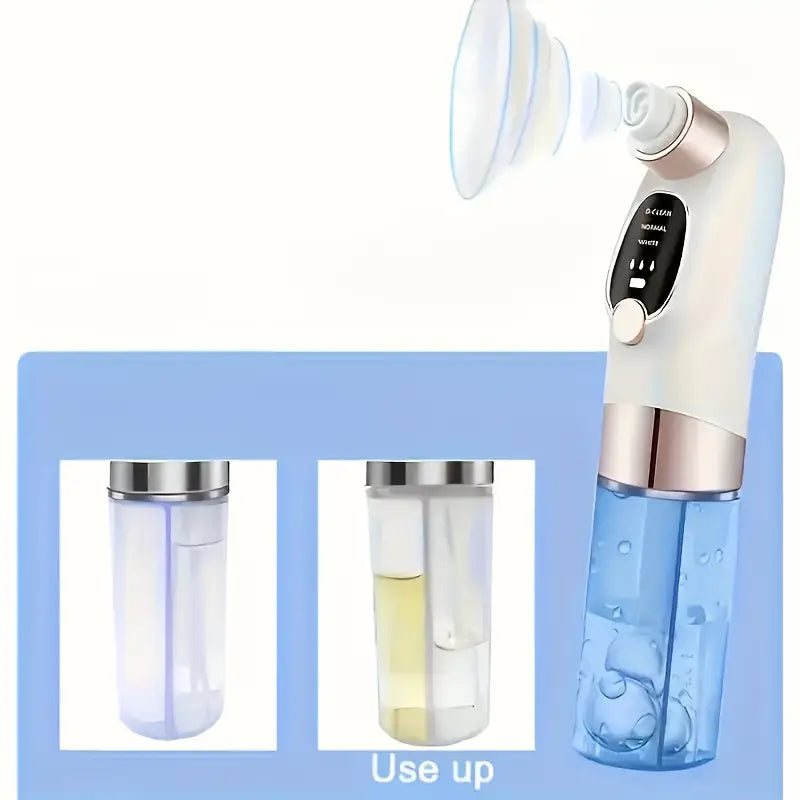 جهاز كهربائي لإزالة الرؤوس السوداء يعمل بمنفذ USB مع كابل USB - أداة تنظيف عميق للمسام مع أوضاع شفط 4 في 1، ومقبض مريح وشاشة رقمية - منظف وجه صغير الحجم وقابل للحمل للمنزل/السفر - للرجال والنساء