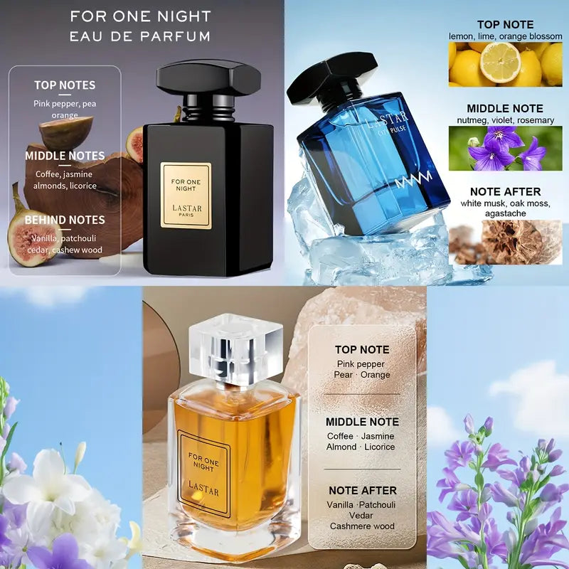 مجموعة من 3 زجاجات من عطر كولونيا الرجالي من LASTAR، بتصميم بسيط،