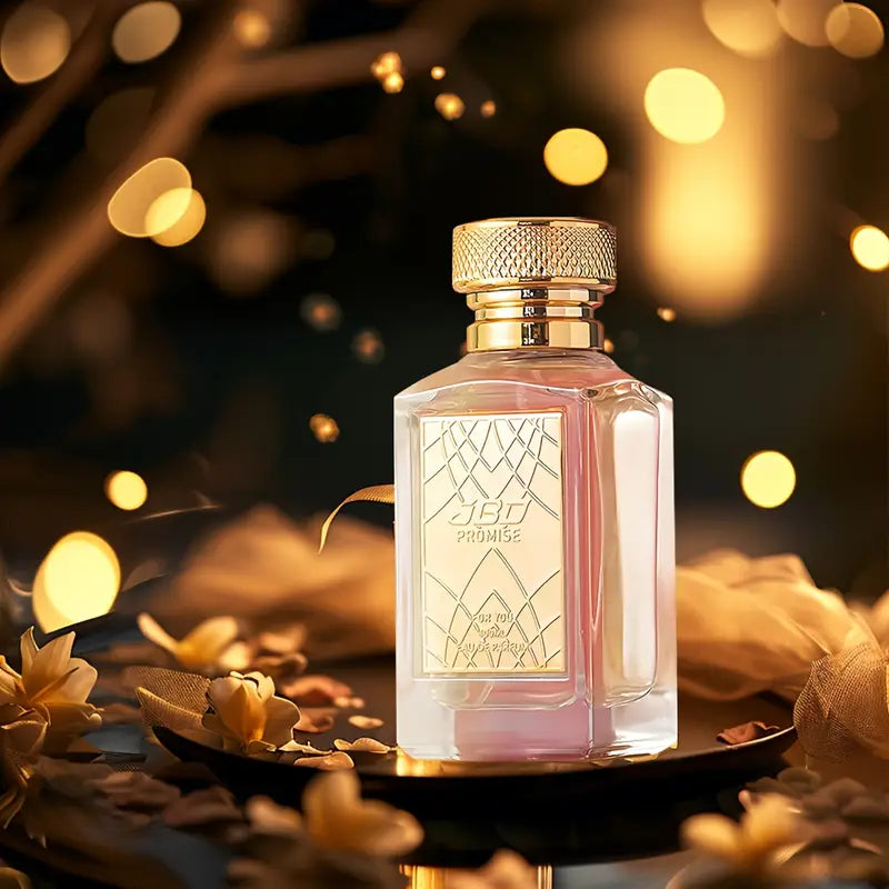 عطر نسائي طويل الأمد برائحة الزهور والفواكه المنعشة لمدة 72 ساعة - عطر وردي أنيق بغطاء ذهبي وزجاجة شفافة فاخرة،
