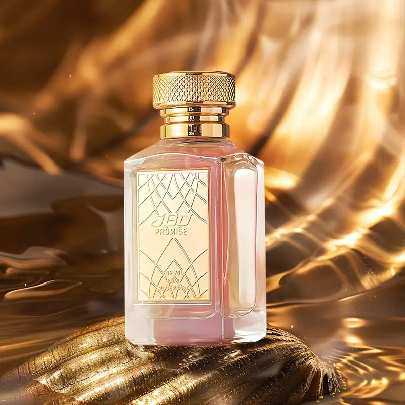 عطر نسائي طويل الأمد برائحة الزهور والفواكه المنعشة لمدة 72 ساعة - عطر وردي أنيق بغطاء ذهبي وزجاجة شفافة فاخرة،