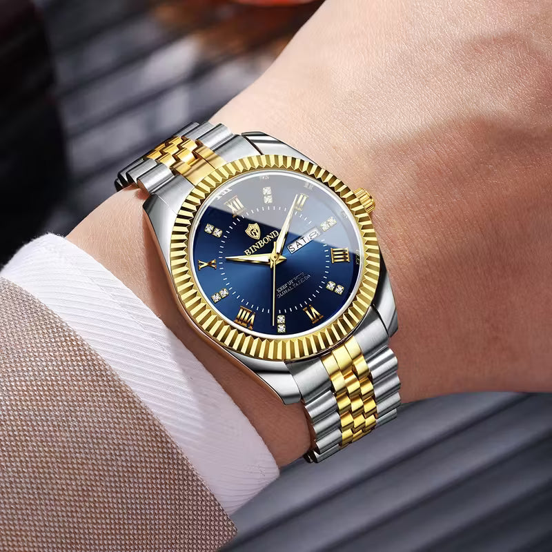 استمتع بالرقي والأناقة مع ساعة BINBOND الرجالية الفاخرة - المصممة خصيصًا لأولئك الذين يقدرون الأناقة والدقة والانطباع الدائم.