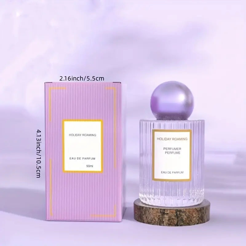 عطر هوليداي بيرفيومر للنساء - رائحة زهرية وفاكهية، عطر منعش يدوم طويلاً، زجاجة أنيقة من الزجاج الأرجواني مع ملصق ذهبي،