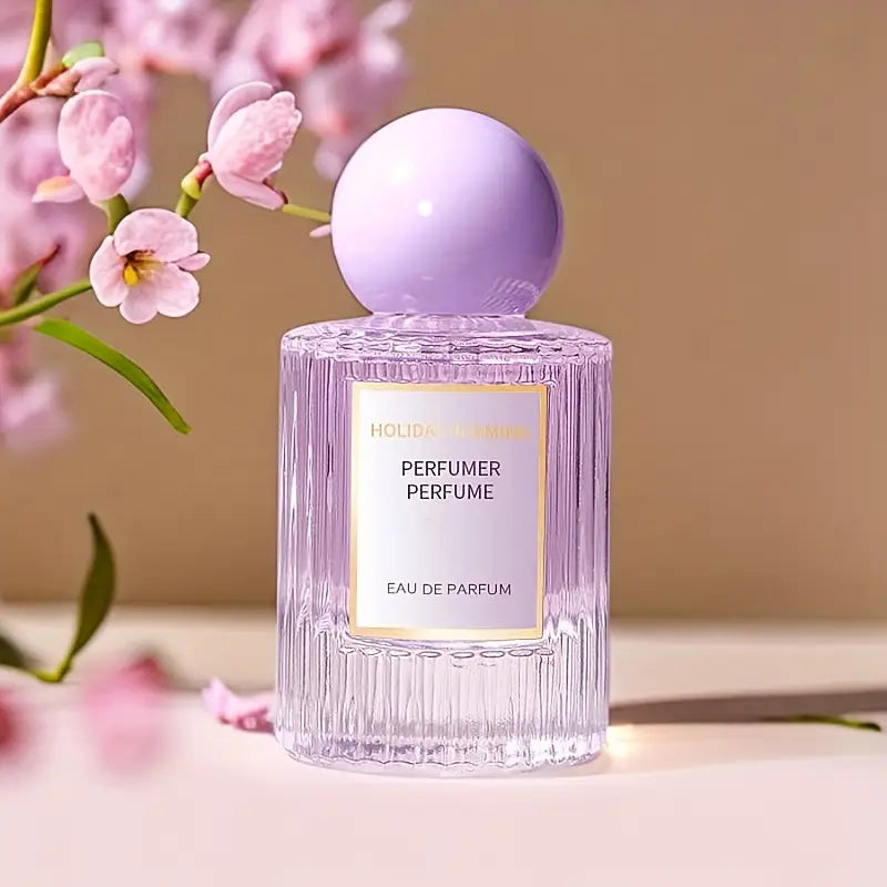 عطر هوليداي بيرفيومر للنساء - رائحة زهرية وفاكهية، عطر منعش يدوم طويلاً، زجاجة أنيقة من الزجاج الأرجواني مع ملصق ذهبي،