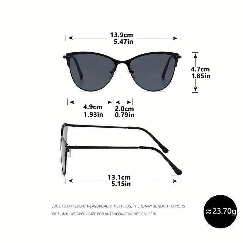 Women'S Cat Eye Fashion Glasses - UV400 Protection, Black Metal Frame with Gradient Purple Lenses,