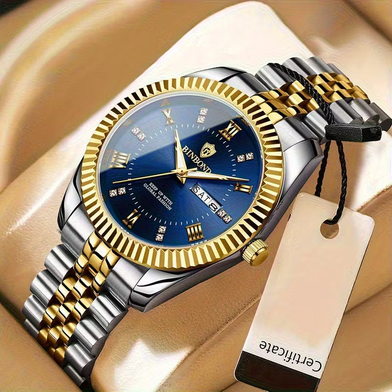 استمتع بالرقي والأناقة مع ساعة BINBOND الرجالية الفاخرة - المصممة خصيصًا لأولئك الذين يقدرون الأناقة والدقة والانطباع الدائم.